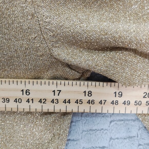 Chaps Metallic Gold Ruffle Collar Sweater-Sz M - Picture 7 of 8